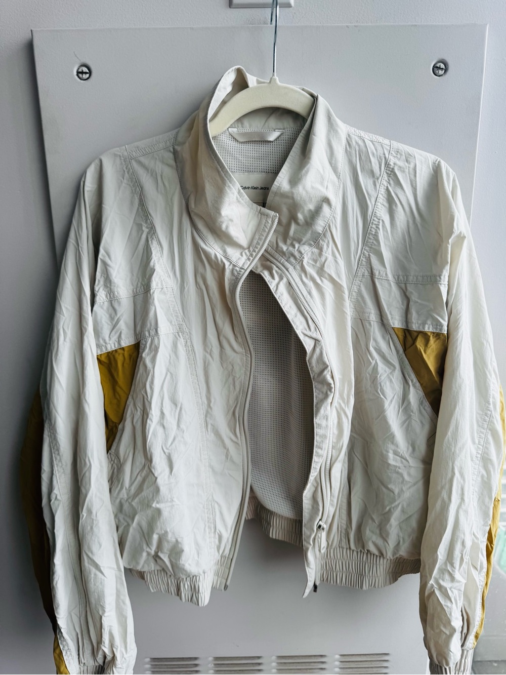 Calvin‎ Klein Colorblock Dolman Sleeve Cropped Bomber Jacket L - Picture 8 of 9